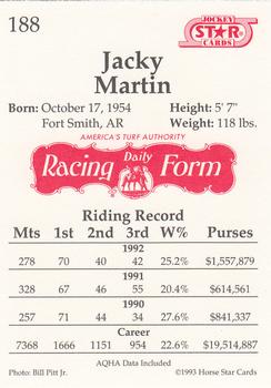 1993 Jockey Star #188 Jacky Martin Back
